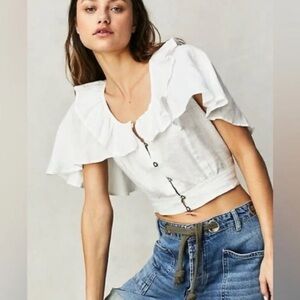 Free People Sweet Times Linen Top Large